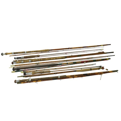 170 - Seven cane and split cane fishing rods.