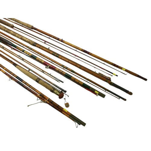 170 - Seven cane and split cane fishing rods.