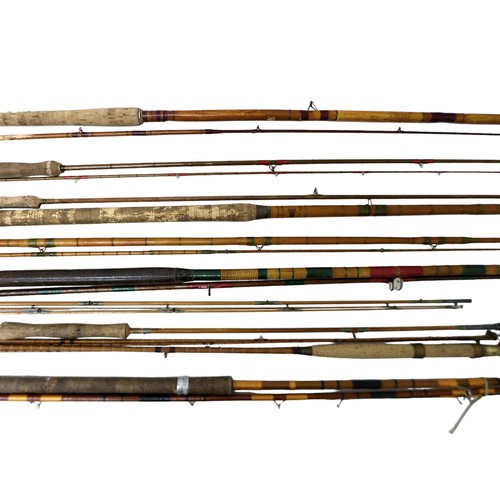 170 - Seven cane and split cane fishing rods.