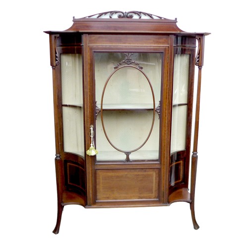 660 - An Edwardian mahogany display cabinet, probably Shapland & Petter, with key, 113 by 98 by 163cm high... 