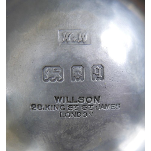 70 - Two George V silver salts, with clear glass liners, 	Walter H Willson Ltd. London 1931, and two asso... 