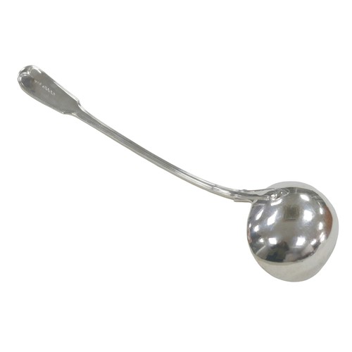 64 - A William IV silver ladle, William Eaton, London 1836, 9.4toz, 35.5cm long.