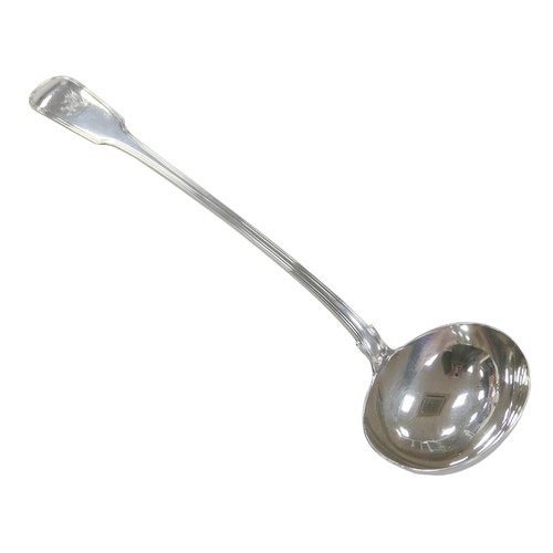 64 - A William IV silver ladle, William Eaton, London 1836, 9.4toz, 35.5cm long.