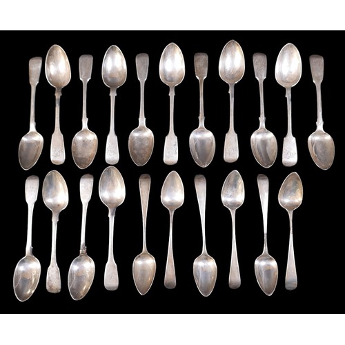 63 - A collection of silver tea spoons, comprising four George III silver teaspoons marked WC for William... 