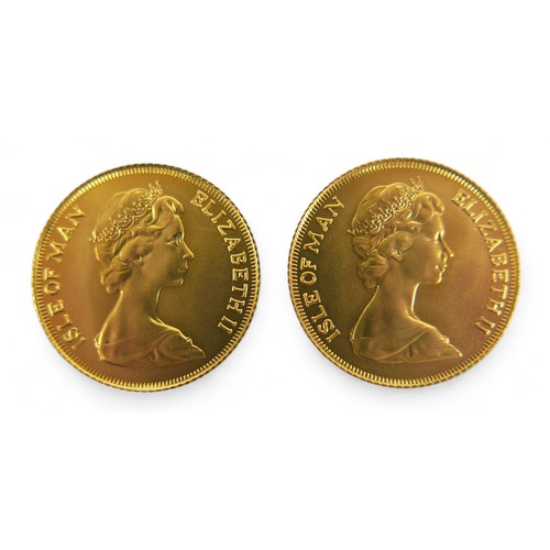 92 - Two 1979 22ct gold coins by Isle of Man treasury for Pobjoy Mint, each weighing 4.3g, both boxed wit... 