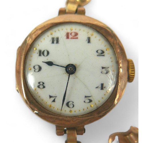 104 - Two 9ct gold cased watches, comprising a lady's Rolex watch head with presentation inscription to ca... 