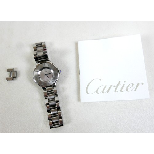 107 - A Must de Cartier 21 stainless steel lady's quartz bracelet wristwatch, 28mm case, model 1340, case ... 