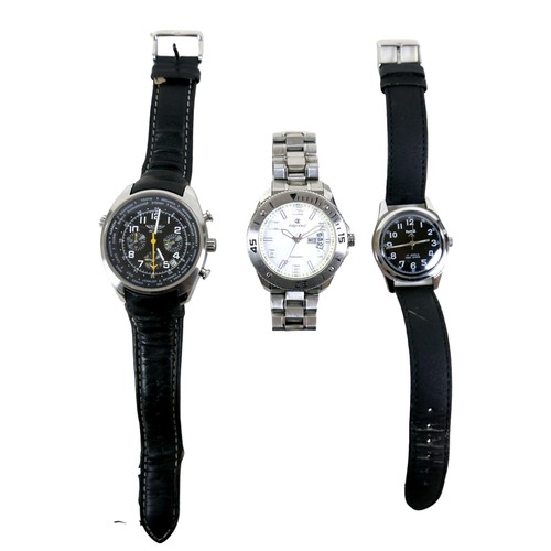 98 - A group of three gentleman's wristwatches, comprising an Oskar Emil stainless steel watch with champ... 