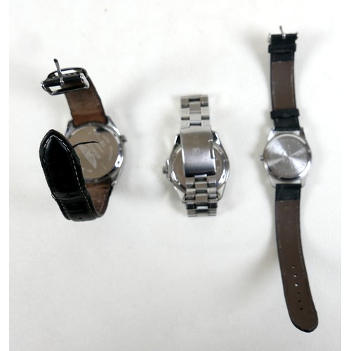 98 - A group of three gentleman's wristwatches, comprising an Oskar Emil stainless steel watch with champ... 