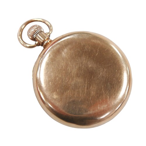 110 - A 9ct gold cased open faced pocket watch, keyless wind, with Roman numeral dial, subsidiary seconds ... 