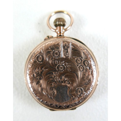 109 - A 9ct gold lady's pocket watch, together with a silver pocket watch with a ceramic face, and a nicke... 