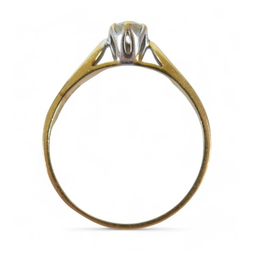 215 - An 18ct yellow gold solitaire diamond ring, the diamond 0.30ct G/VSI. Ring size Q, 2.3 grams. with a... 