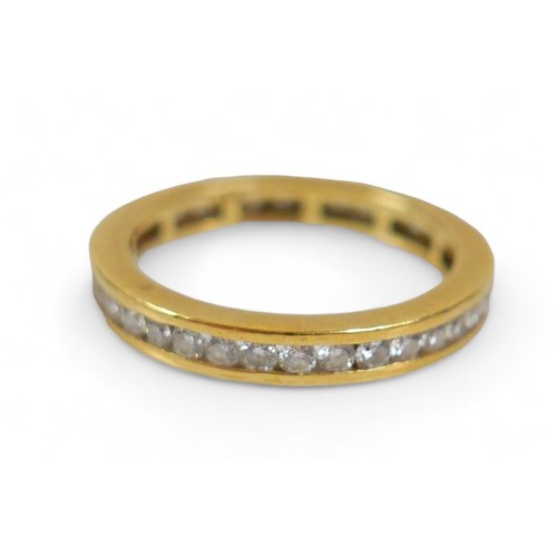 212 - An 18ct yellow gold diamond eternity ring, total 1.00ct G/VS, 3.3mm wide, size R, 4.6g, with C.O.A.,... 