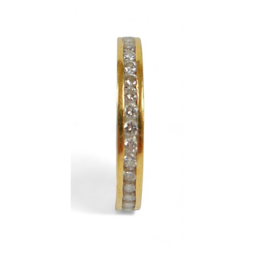 212 - An 18ct yellow gold diamond eternity ring, total 1.00ct G/VS, 3.3mm wide, size R, 4.6g, with C.O.A.,... 