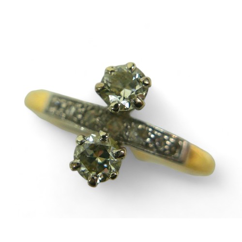 198 - Two 18ct gold and diamond rings, including a three stone ring, all in illusion settings, size S, 2.2... 