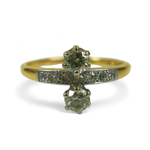 198 - Two 18ct gold and diamond rings, including a three stone ring, all in illusion settings, size S, 2.2... 