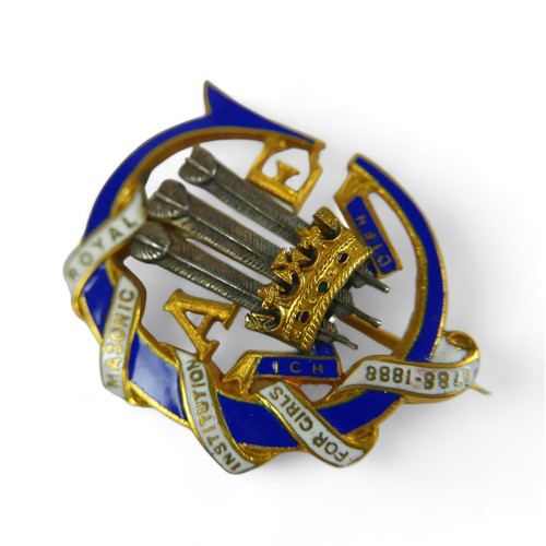 144 - Royal Masonic Institution for Boys, 1892, a gilt-silver and enamel badge by Spencer, London, Prince ... 