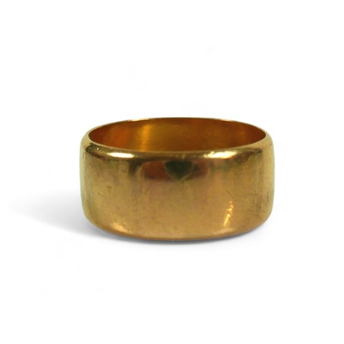 188 - A 22ct yellow gold wedding band, band width 7.7mm, size J/K, 4.5g.