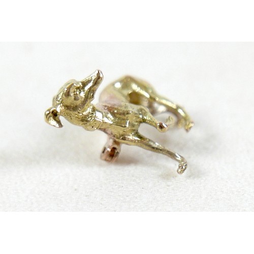 168 - A 9ct yellow gold brooch, in the form of an Italian greyhound, PJCLd, London 1992, 22 by 22mm, 6.9g.