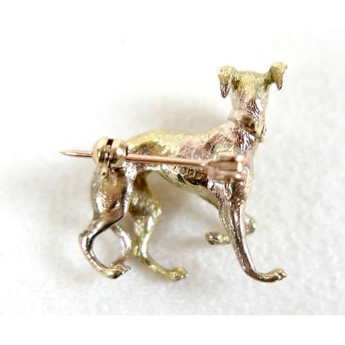 168 - A 9ct yellow gold brooch, in the form of an Italian greyhound, PJCLd, London 1992, 22 by 22mm, 6.9g.