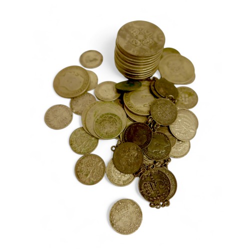 81 - A collection of mainly British coinage including 220g of half silver coins and 30g of silver coins. ... 