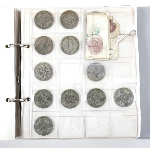 82 - A collection of mainly English coins including some silver coins, in two albums and loose.