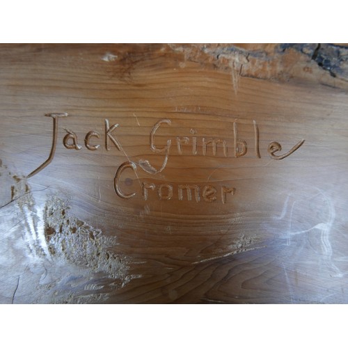 557 - A Jack Grimble of Cromer pine table, maker's stamp to underside, 78 by 30 by 28.5cm high.