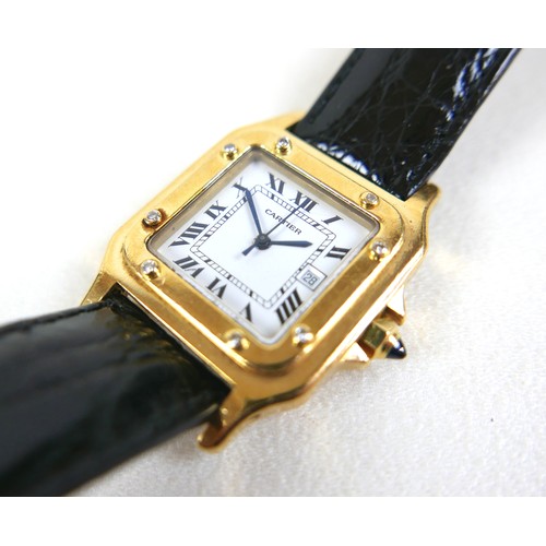 111 - A Panthere de Cartier Automatique 18ct yellow gold and diamond set cased gentleman's wristwatch, cir... 