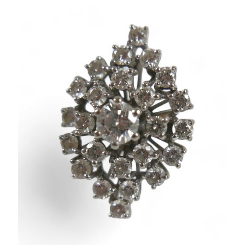 92 - An 18ct yellow and white gold diamond cluster ring, set with a central brilliant cut diamond approxi... 