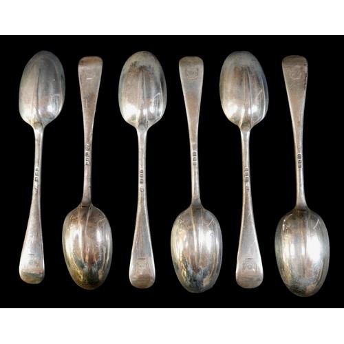 35 - Six silver rats tail teaspoons and a single spoon, total 168g.