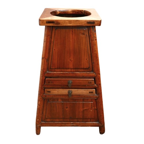 131 - A Chinese wooden high chair, 36 by 36cm at the top, 50 by 50cm at the base, 83cm high.