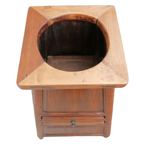 131 - A Chinese wooden high chair, 36 by 36cm at the top, 50 by 50cm at the base, 83cm high.