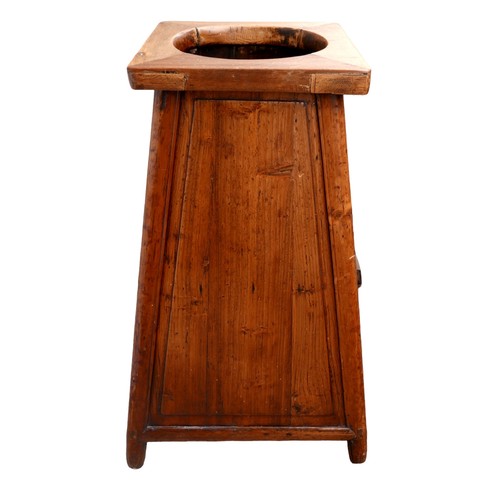 131 - A Chinese wooden high chair, 36 by 36cm at the top, 50 by 50cm at the base, 83cm high.