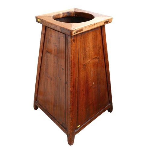 131 - A Chinese wooden high chair, 36 by 36cm at the top, 50 by 50cm at the base, 83cm high.