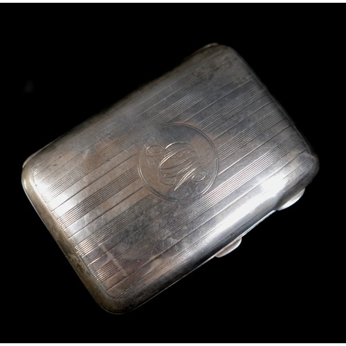 34 - A silver vesta and a silver cigarette case, 67g/2.1 troy oz.