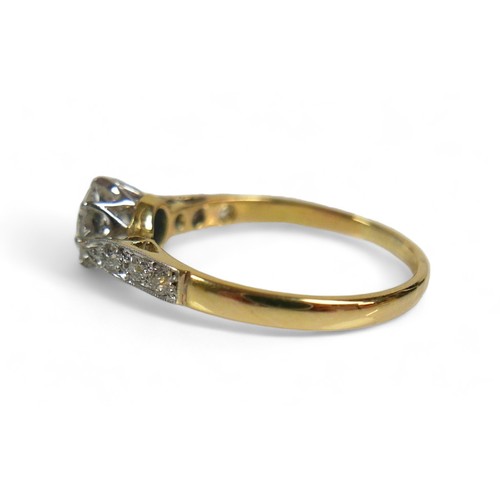 94 - An 18ct yellow gold and diamond solitaire ring, set with a brilliant cut stone, 5.8 by 3.8mm, 0.75ct... 