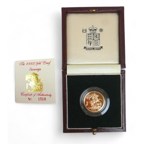 123 - An Elizabeth II gold proof sovereign, 1993, Royal Mint issue, boxed with certificate No. 1510.