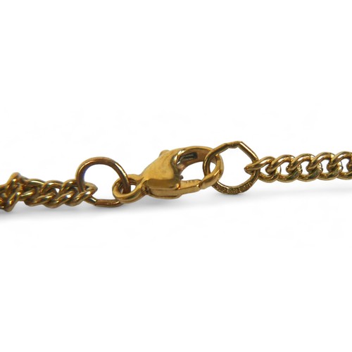 65 - A 9ct gold necklace, with gold and topaz fob, chain length 45cm, gross total weight 10.7g.