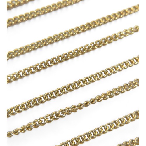 47 - A group of six 9ct gold curb chain necklaces, each 44.5cm long, total combined weight 47.8g. (1 bag)