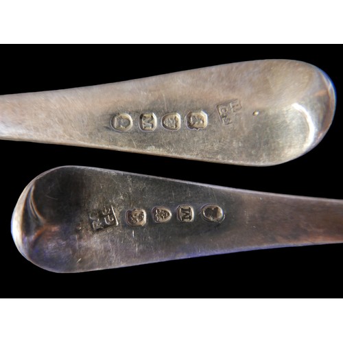 5 - A group of eight George III silver dessert spoons, engraved terminals with initials GC, Richard Cros... 