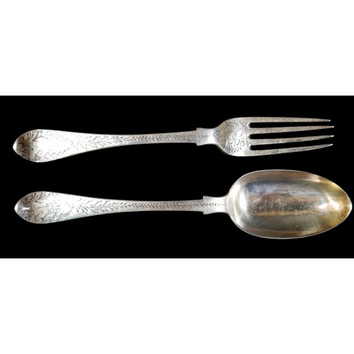 11 - A group of assorted silver cutlery, including three forks, London 1871, two Victorian silver fish kn... 