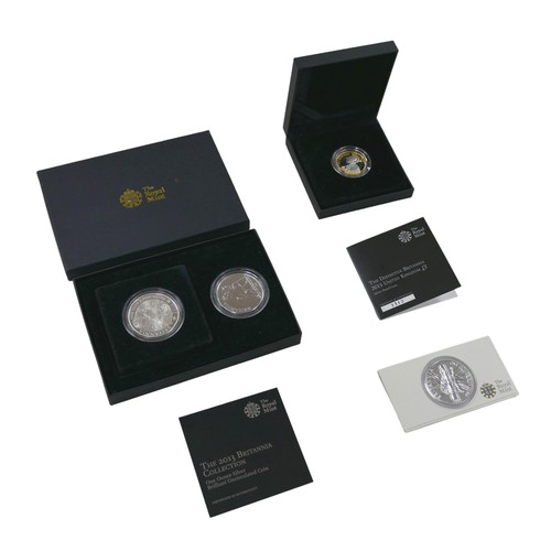 119 - Four Royal Mint British silver £2 coins, comprising  a 2013 Britannia Collection one ounce uncircula... 