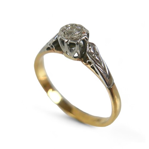 76 - An 18ct gold and diamond solitaire ring, the brilliant cut in a platinum setting, approx 0.15ct, wit... 