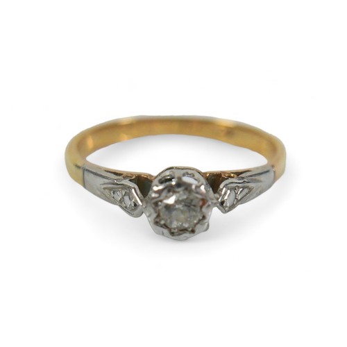 76 - An 18ct gold and diamond solitaire ring, the brilliant cut in a platinum setting, approx 0.15ct, wit... 