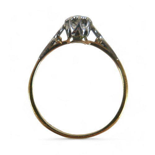 76 - An 18ct gold and diamond solitaire ring, the brilliant cut in a platinum setting, approx 0.15ct, wit... 