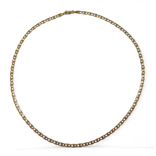 90 - An 18ct yellow gold Italian necklace with mariner style oval links with central dot design, lobster ... 