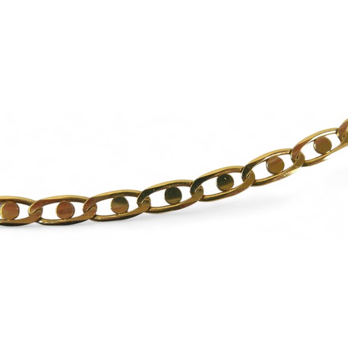 90 - An 18ct yellow gold Italian necklace with mariner style oval links with central dot design, lobster ... 