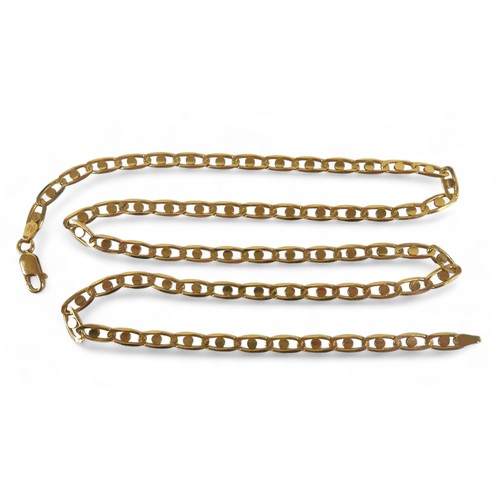 90 - An 18ct yellow gold Italian necklace with mariner style oval links with central dot design, lobster ... 