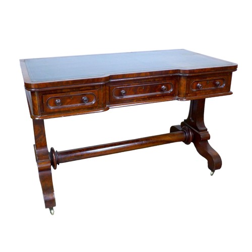 568 - A 19th century mahogany library table, circa 1840, with inset leather surface, 122 by 66 by 77cm hig... 