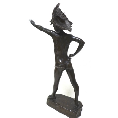 249 - Giuseppe Renda (Italian, 1859-1939): 'The Threat' (Minaccia) with hat, a bronze sculpture, signed 'G... 